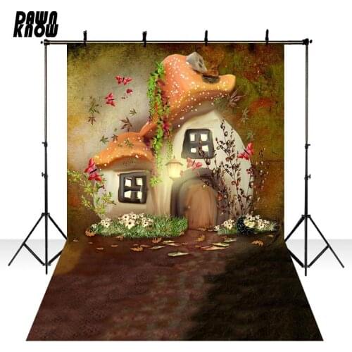 DAWNKNOW Fairy Tale Photography Background Mushroom Photocall Polyester Children Backdrops For Wedding Photo Studio lv2440