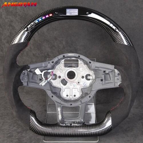 Customized Carbon Fiber LED Digital Display Italy Alcantara Leather Steering Wheel For Volkswagen Golf 7 GTI