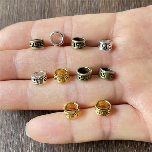 JunKang 50pcs 8mm Antique Silver Gold Bronze Great Wall Pattern Gasket DIY Making Necklace Bracelet Jewelry Connector