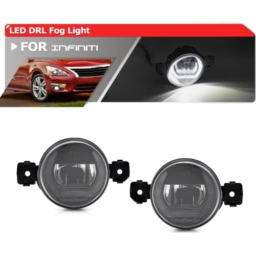 Set White DRL Halo Led Driving Fog Light Assembly Kits For Infiniti M35 M45 08-10 G37 Coupe Convertible JX35 QX60