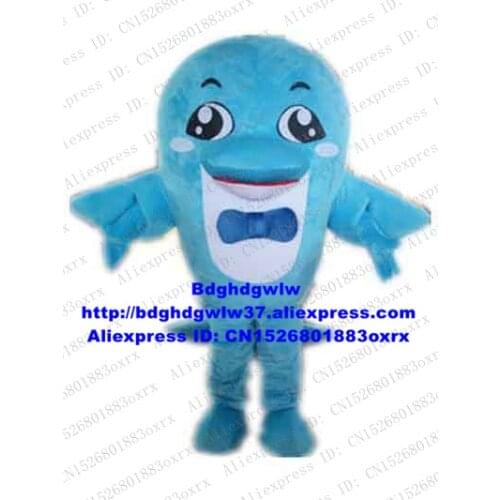 Blue Dolphin Porpoise Sea Hog Delphinids Whale Cetacean Mascot Costume Cartoon Character Holiday Party Nursery School zx1085