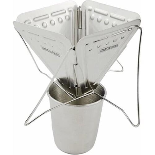 Creative Coffee Filter Camping Equipment Outdoor Camping Folding Portable Coffee Drip Rack Foldable Coffee Maker Stainless Steel