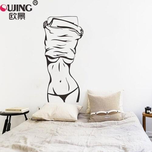 Creative Sexy Girl Undressing Wall Stickers Home Decor Bedroom Living Room Hand Carved Poster Self-adhesive Portrait Art Mural