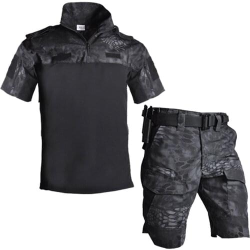 Summer Military Uniform Tactical Combat Shirt Airsoft Clothes Cargo Short Pants Male Airsoft Multicam Camo Hunting Shorts