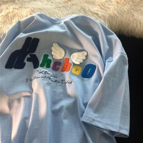 Fashion Short-sleeved Female Student Korean Loose Embroidered T-shirt Female 2021 New Summer Half-sleeved Graphic Tee Top