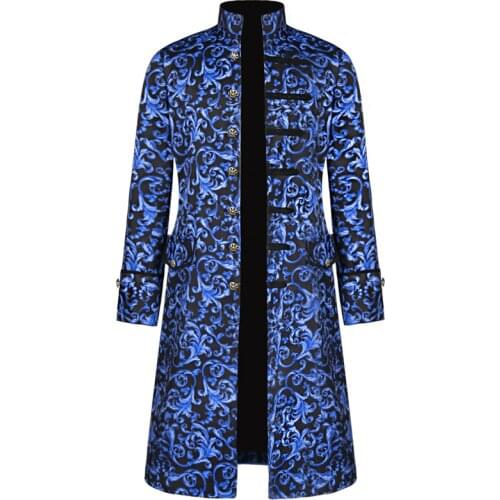 Mens Vintage Long Sleeve Gothic Tailcoat Jacket Goth Steampunk Formal Victorian Frock Coat Costume For Halloween Abrigo Hombre