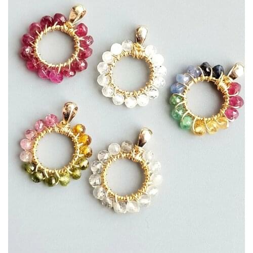 LiiJi Natural Multi Stone Sapphire Ruby Emerald Moonstone Labradorite Pendant 925 Sterling Silver Handmade Delicate Jewelry