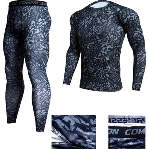 New 2019 Camouflage 3D mens compression sports suit fitness running camouflage sports suit mens sportswear brand clothing