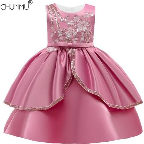 Flower Girls Dresses For Birthday Party Princess Dresses Elegant Lace Embroidery Sleeveless Wedding Dress For Girls Clothes