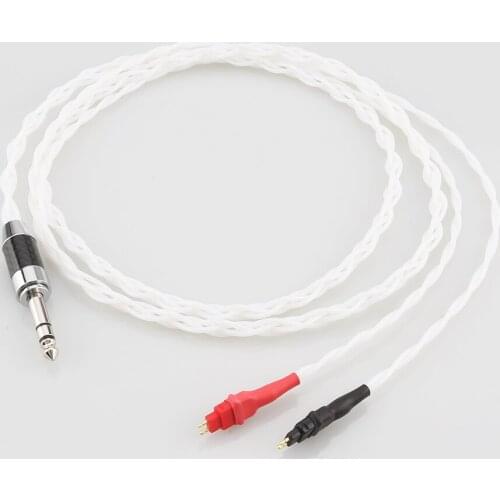 Hi End Pure Solid Silver Earphone Cable With Rhodium Plated 6.35mm Plug For HD580 HD600 HD650 HDxxx HD660S HD58x HD6xx