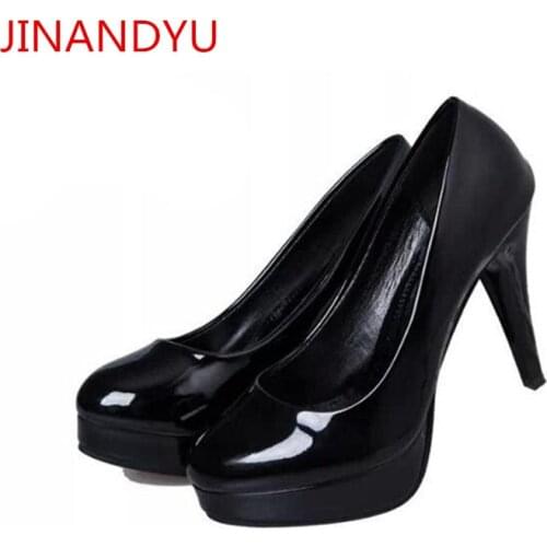 Platform Shoes Leather Patent High Heels Pumps Women Shoes Large Size 42 Party Wear Shoes for Women Wedding Dress High Heels