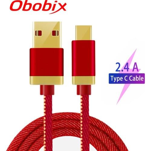 USB Type C Charge Cable For Samsung Galaxy S21 S20 S10 Plus Mobile Phone 2.4A Fast Charging Cable For Type C Devices Denim Cord