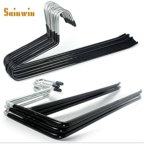 Sainwin 5pcs/lot 35cm Hight Quality Metal Dip Hanger Pants Single Double Layer Slip-resistant Hangers For Clothes Racks