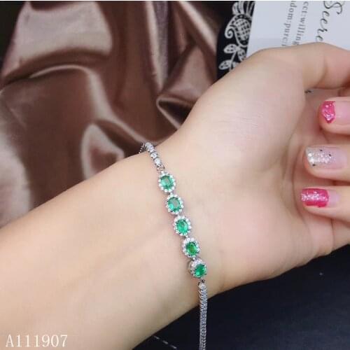 KJJEAXCMY boutique jewelry 925 sterling silver inlaid natural emerald womens bracelet support detection luxury new cvbn
