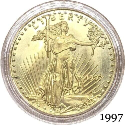 United States Of America Eagle Gold BUllion Brass Metal coins $25 Half Ounce 25 Dollars 1997 Liberty Fine In God We Trust Coin