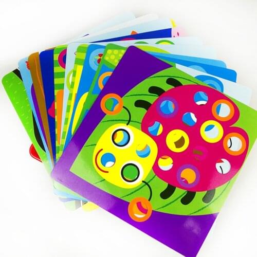 1 Set ChildrenS Creative Button Mushroom Nail Jigsaw Puzzle Color Puzzle Puzzle Game Learning Motessori Educational Toy Gift