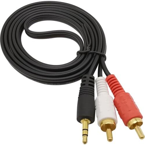 1Pcs Length 1.5Meters AV Audio Splitter Dual RCA Male Plug to 3.5mm Male Plug AUX Stereo PC Cable Connector