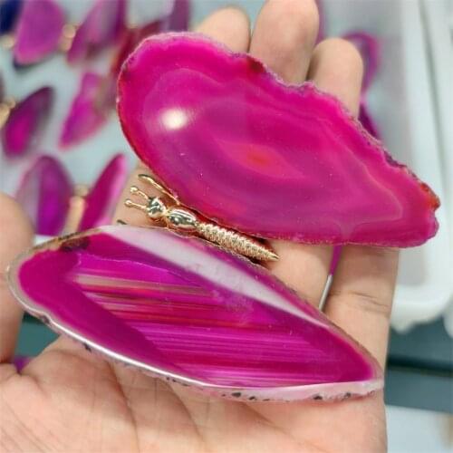 1PC Natural Agate Slice Butterfly Stones Quartz Crystal Home Decor Gift