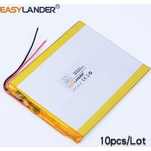 10pcs/Lot 3382111 3.7V 3000mAh Rechargeable li Polymer Li-ion Battery For 7 inch Tablet PC Ainol Aurora Bluetooth Notebook