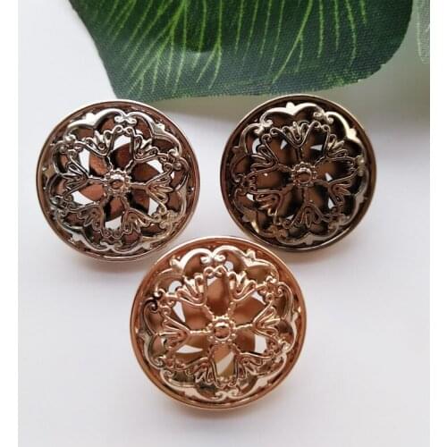 10pcs/lot Fashion One-Hole Metal Buttons Sewing-On Flower Hollow out Buttons For Clothes Craft Diy Decoration 21mm High Quality