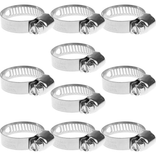 10Pcs Stainless Steel Adjustable Drive Hose Clamp Fuel Line Worm Clip 3/4"-1"