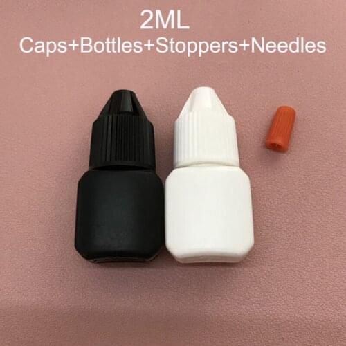 100 Pcs Empty Glue Applicator Eyelash Extensions Plastic Storage Bottles 2ml UV Glue Container Lash Glue Storage Sample Bottles
