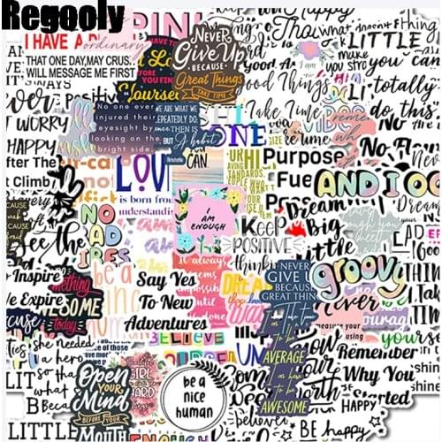 100pcs Inspirational Writing Positive Energy Cartoon scrapbooking Stickers packs Waterproof Skateboard Suitcase Guitar Kid Toy