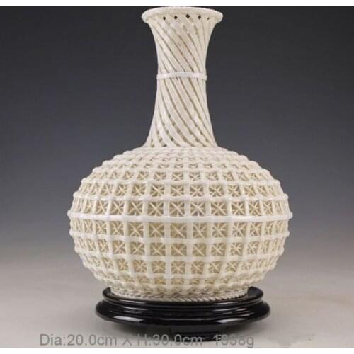 11.82 inch /China decorative handmade porcelain carving hollow out a large vase
