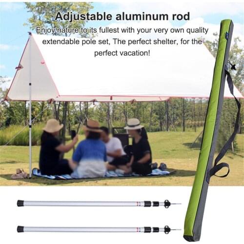 2PCS Telescoping Tarp Poles Portable Canopy Adjustable Aluminum Rods For Tent Awning Accessories Outdoor Camping Hiking