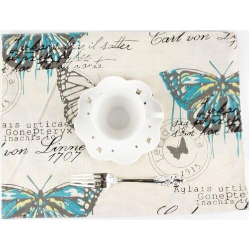 30x40cm country placemats fashion cotton linen placemat heat insulation mat dining table mat cartoon fabric Napkin
