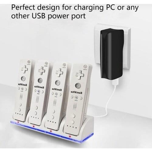 4Ports Game Charging Stand Dock Station for WII Game Console Battery Gamepad Game Controller Joystick Charger with LED Indicator