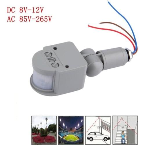 AC 220V DC 12V Infrared PIR Motion Sensor Switch With LED Light Automatic Outdoor Motion Sensor Light Switch 140 Sensor Degrees