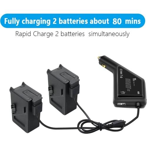 Dual-Battery Car Charger for DJI FPV with USB Port for DJI FPV Remote Controller Battery Outdoor Car Charging Accessories