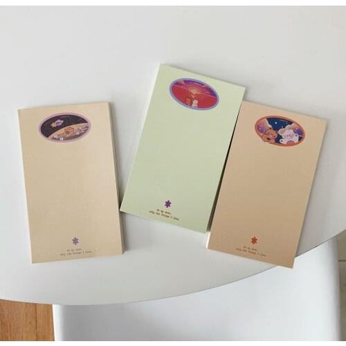 Ins Cartoon Cute Bear Rabbit Memo Pad 50 Sheets Simple Style Student Portable Learning Note Message Paper School Stationery