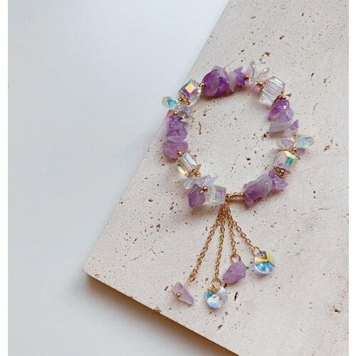 Romantic Purple Color Clear Crystal Charm Bracelet for Women Girl Gold Color Metal Chain Stones Zircon Chic Bracelets Jewelry