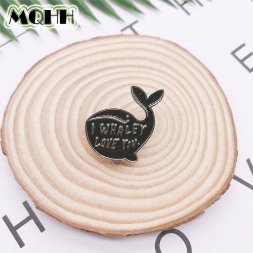 Cartoon Cute Animal Fish Whale Shark Dolphin Enamel Brooch Letter Alloy Badge Cowboy Clothes Bag Pin Woman Jewelry Gift For Kid