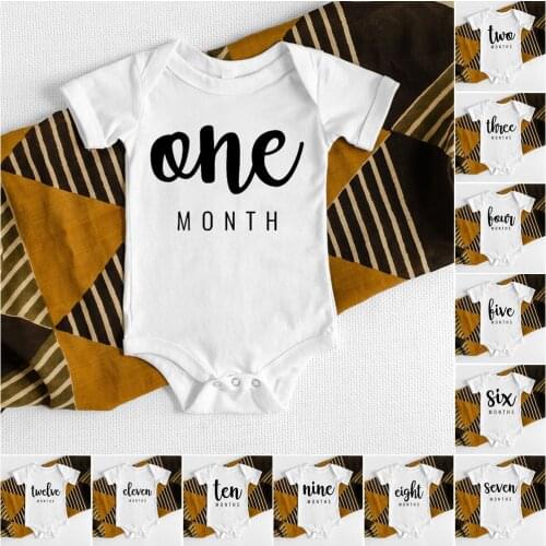 Baby Bodysuits Monthly Print Rompers Bab Monthly Bodysuit Newborn Baby Romper Boys Girls Unisex Infant Casual Wear