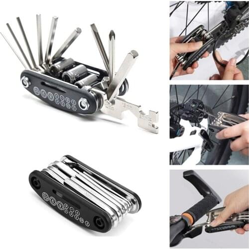 FIRECLUB 2 Pcs 16 in 1 Bicycle Multifunction Folding Wrench Repair Tool Kit Cycling Mini Screwdriver Set For Mountain Bike