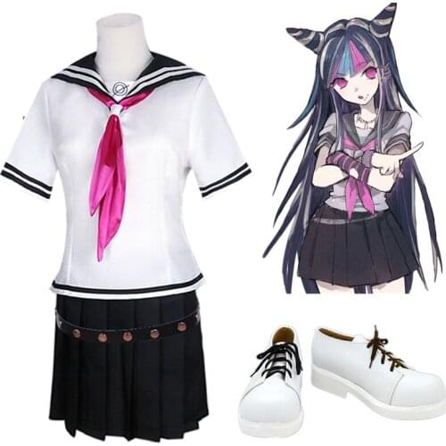 Game Dangan Ronpa Cosplay Ibuki Mioda Costume Danganronpa 2 Full Set Sailor Suits JK School Uniforms Pleated Skirt Girl Wigs Cos