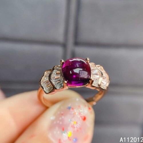 KJJEAXCMY fine jewelry S925 sterling silver inlaid natural Garnet new girl popular ring support test Chinese style hot selling