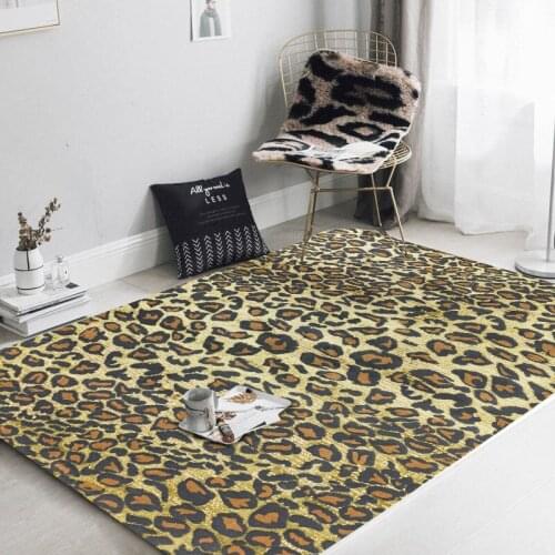 Leopard Printed Carpet Rugs for Living Room Home Decorative Animal Skin Print Bedroom Kitchen Anti Slip Floor Mats Bedside Rugs