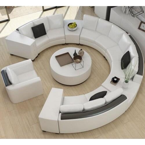 Round top grain leather sofa custom creative fashion living room sofa combination of modern curved leather sofa living room sofa