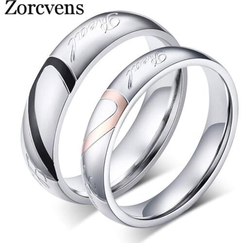 LETAPI 2020 New Fashion Romantic Heart Wedding Rings 316L Stainless Steel Wedding Rings For Men and Women