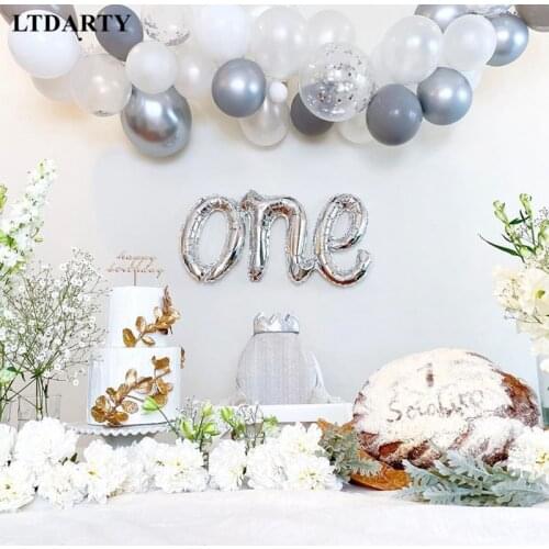 Boy or girl Siamese letters rose gold and silver one aluminum film balloon birthday party decorations baby shower welcome baby