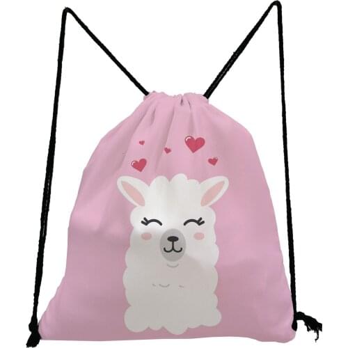 Lovely Animal Printed Backpack Sheep Pretty Drawstring Bags Unisex Fashion Book Bag High Capacity Shoe Bag to School Storage Bag