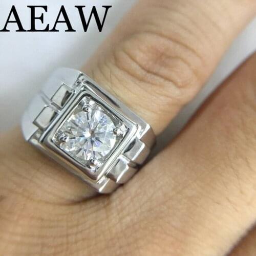 Platinum Plated Silver 1ct 8mm Round Cut Moissanite Engagement Ring Anniversary Ring Moissanite Ring For Men