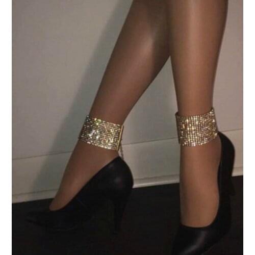 New Punk Sexy Shiny Rhinestone Anklets for Women Ethnic Ankle Chain Foot Jewelry Anklets Turkish Barefoot Party