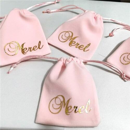 Personalized Velvet Bag Drawstrings Pouches Small size Jewelry Gift Display Packing Bags Earrings Ring Necklace Jewelry Gift Box