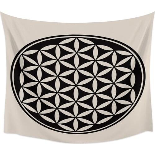 Yellowing Mandala Black Tapestry Wall Hanging Home Wall Decor Bedroom Tapestry Yoga Mat Picnic Mat