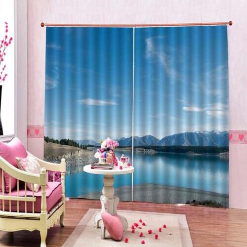 Nature Scenery Curtain Ocean Seaside Beach High Mountain landscape Blackout Window Drapes For Living room bedroom Decor Sets